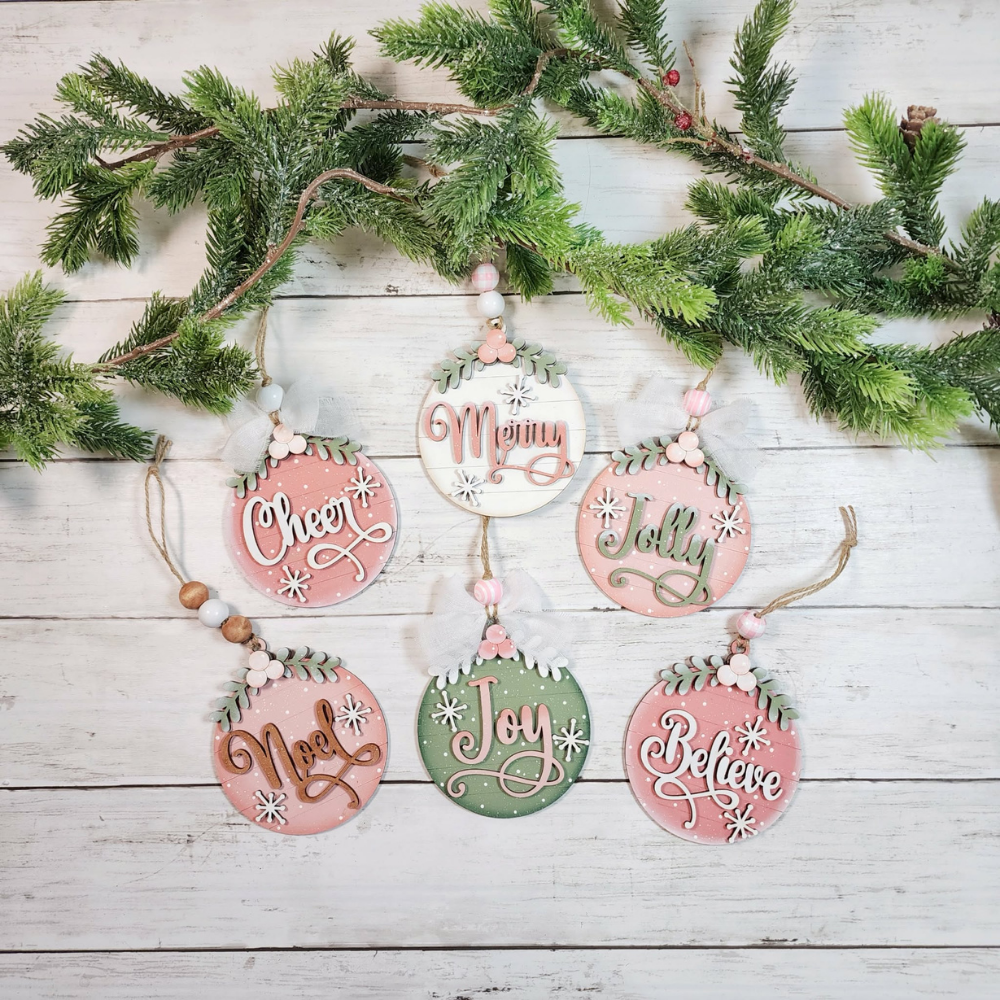 Vintage Christmas Word Ornament Set 48 | DIY Kits