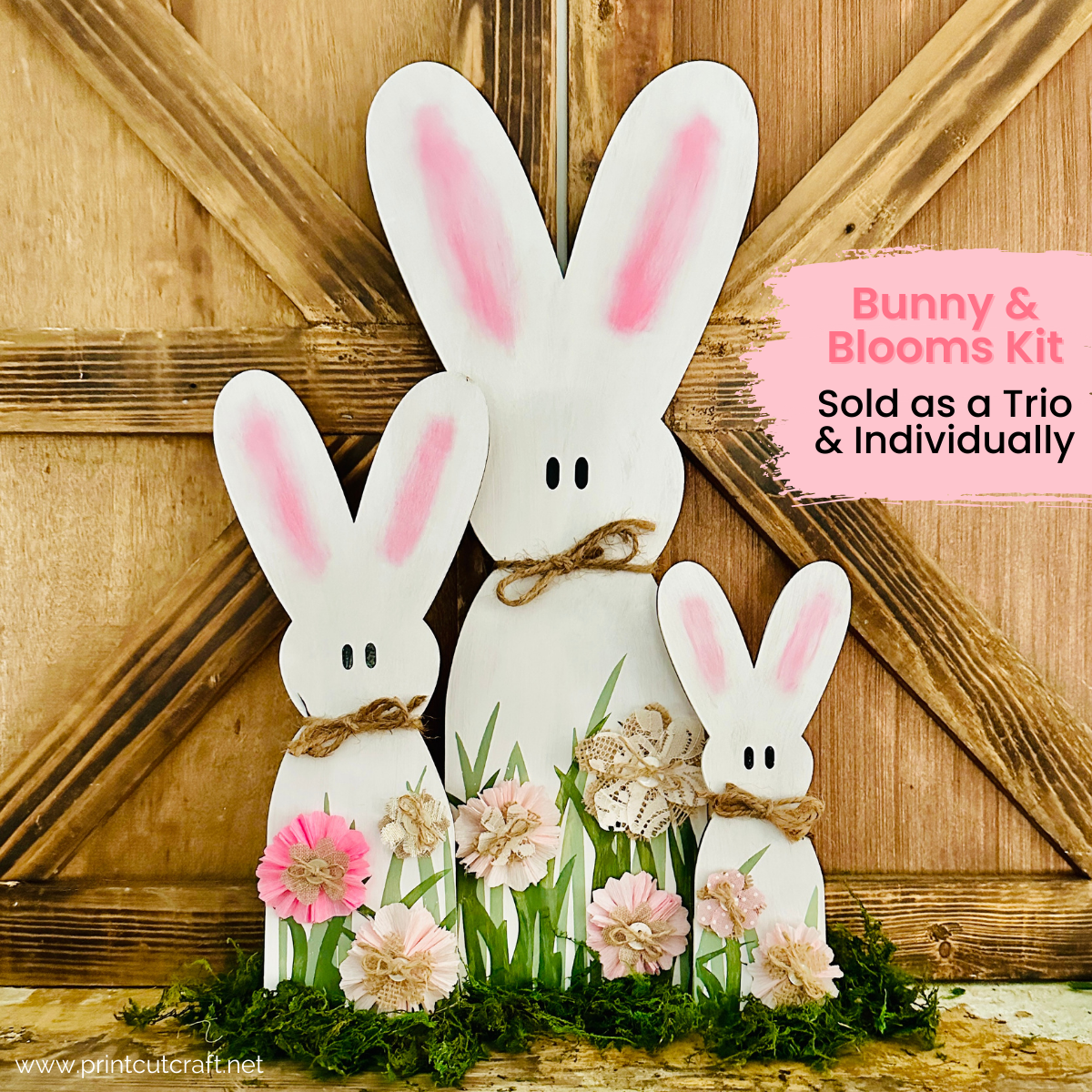 Bunny & Blooms Kit | Wood Craft Blank