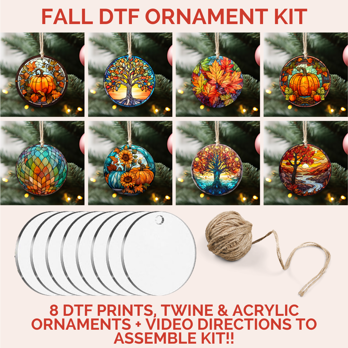 Stained Glass Seasonal Ornament DTF Kit | DIY Kits