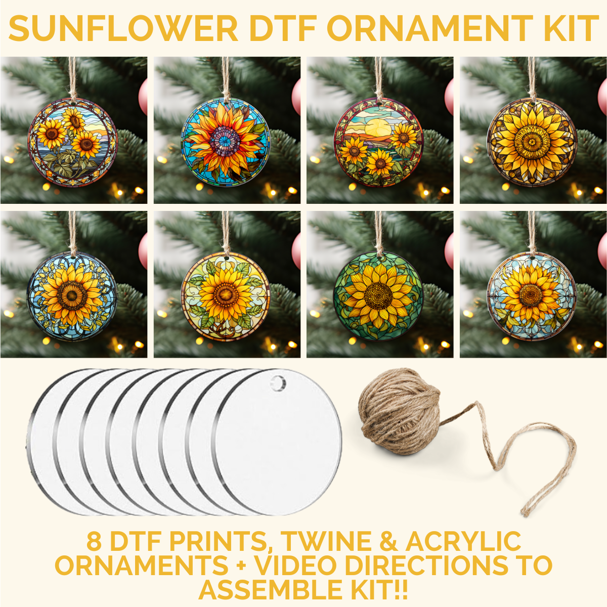 Stained Glass Seasonal Ornament DTF Kit | DIY Kits