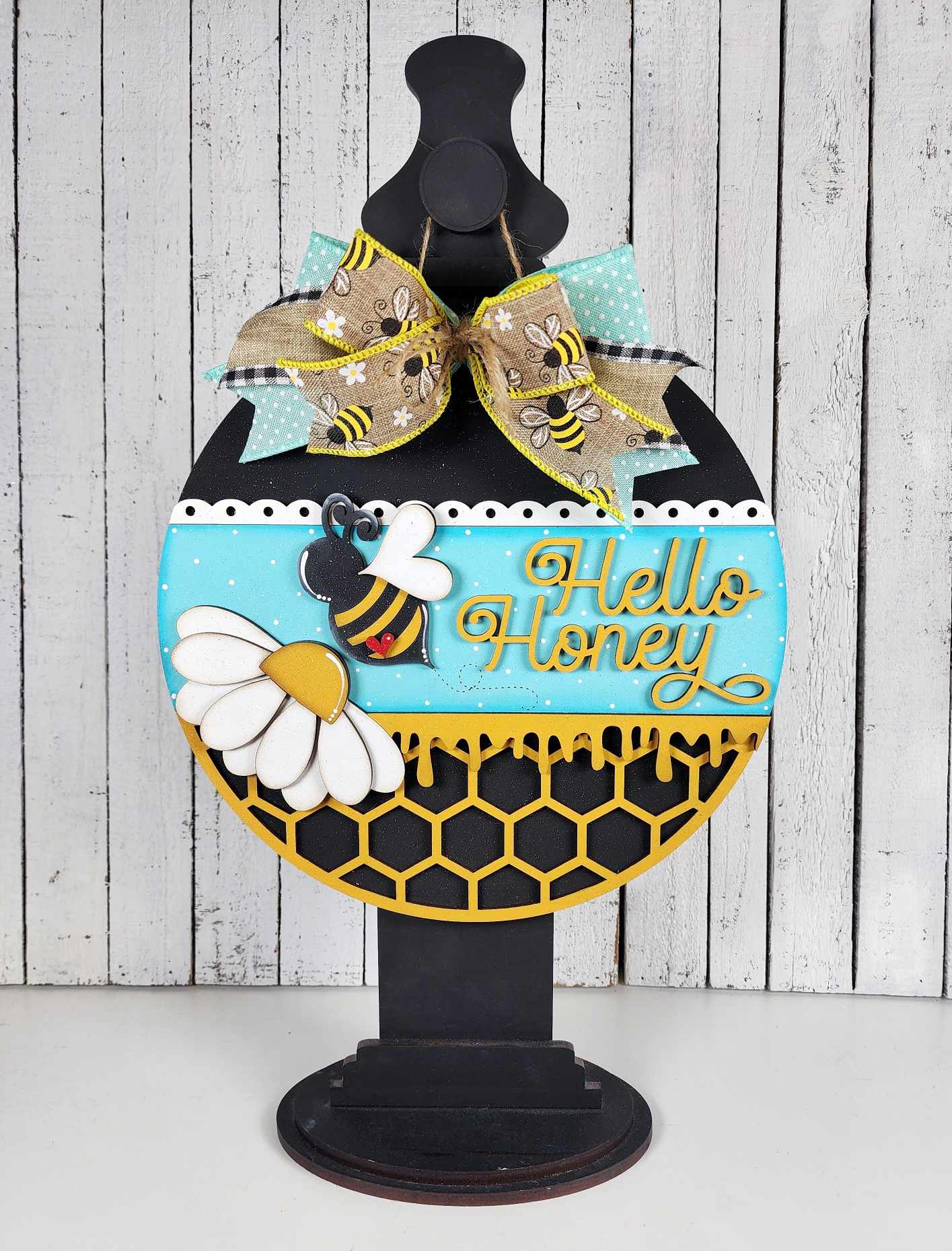 Hello Honey Bee Door Hanger Wood Craft Blank | DIY Kits