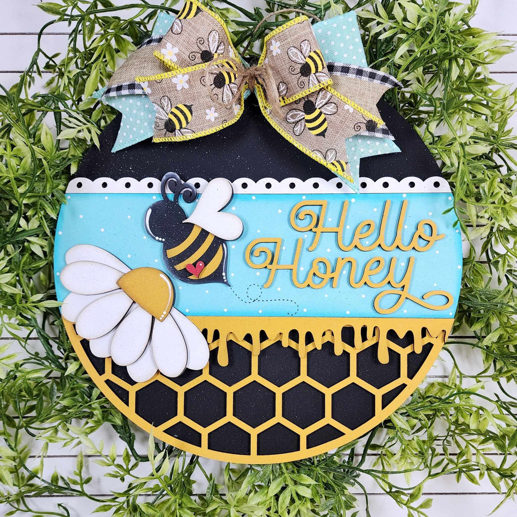 Hello Honey Bee Door Hanger Wood Craft Blank | DIY Kits