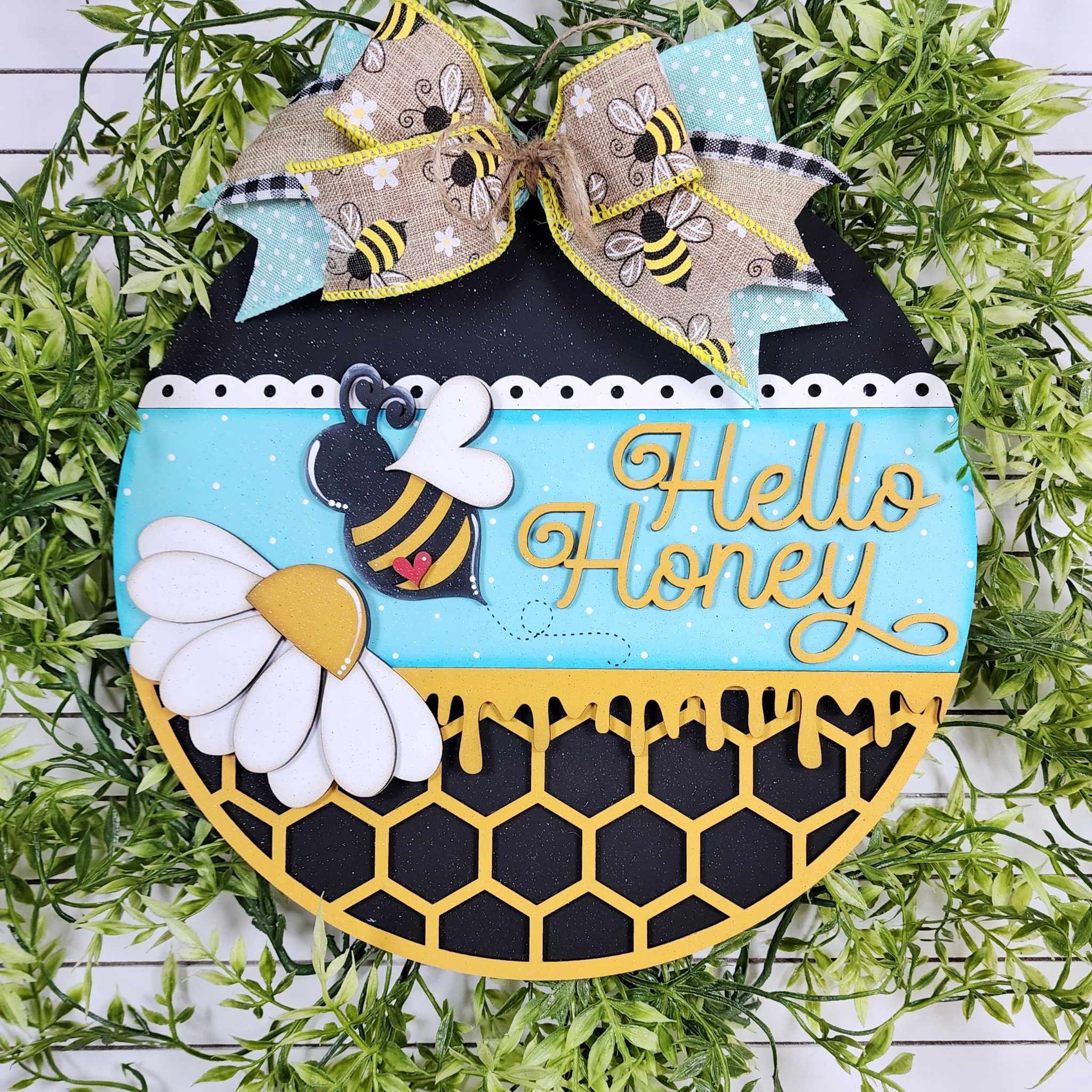 Hello Honey Bee Door Hanger Wood Craft Blank | DIY Kits