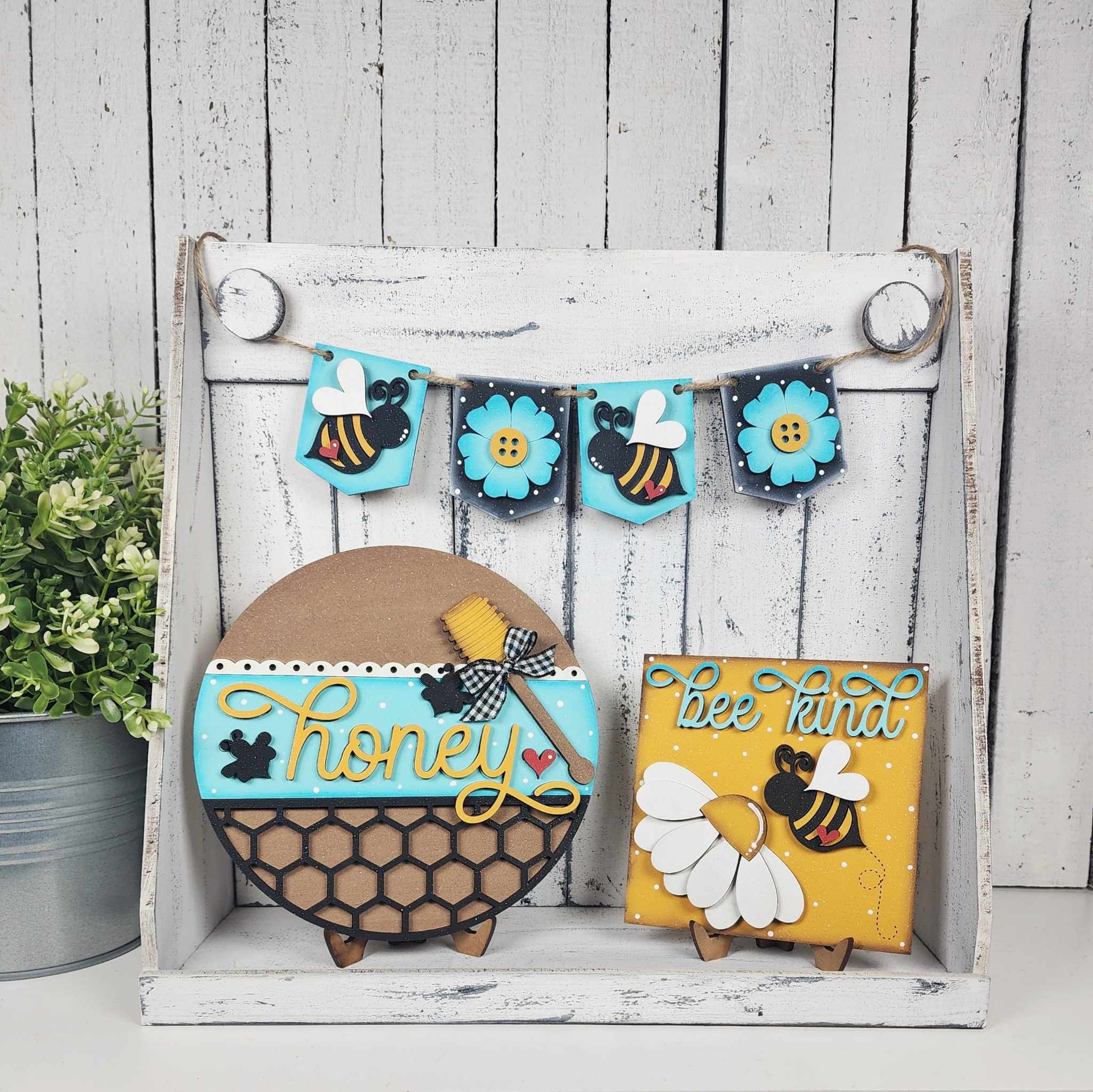 Honey Bee Tiered Tray Wood Craft Blank Set | DIY Kits