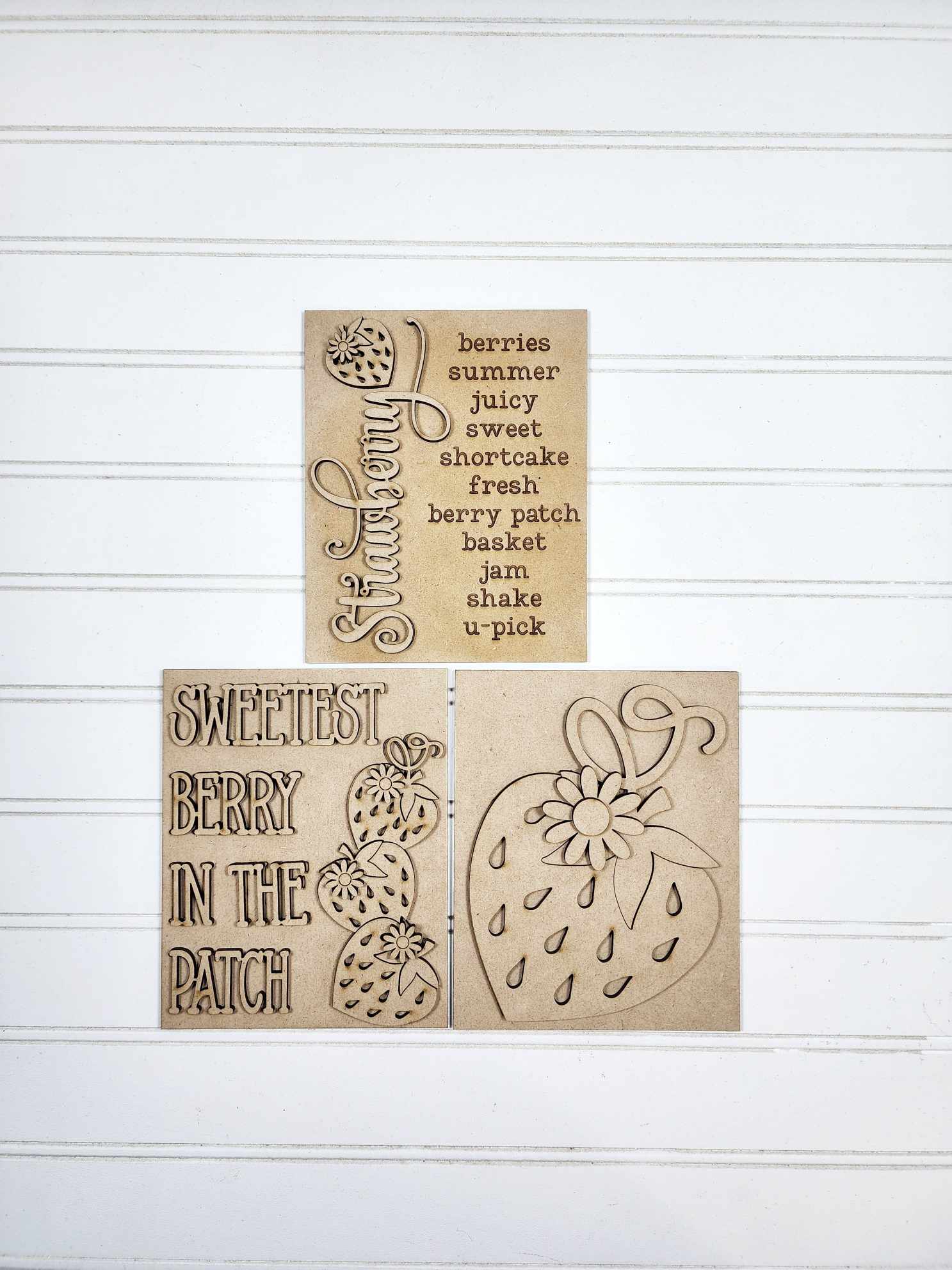 Strawberry Mini Sign Wood Craft Blank Set | DIY Kits