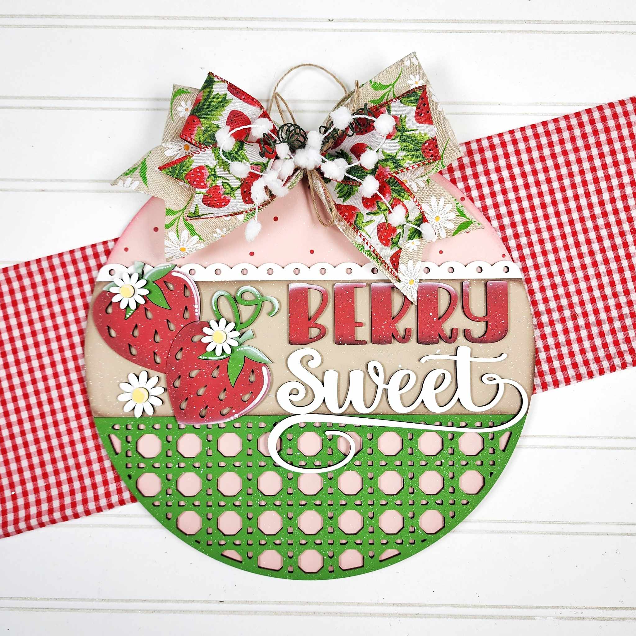 Berry Sweet Strawberry Door Hanger Wood Craft Blank | DIY Kits