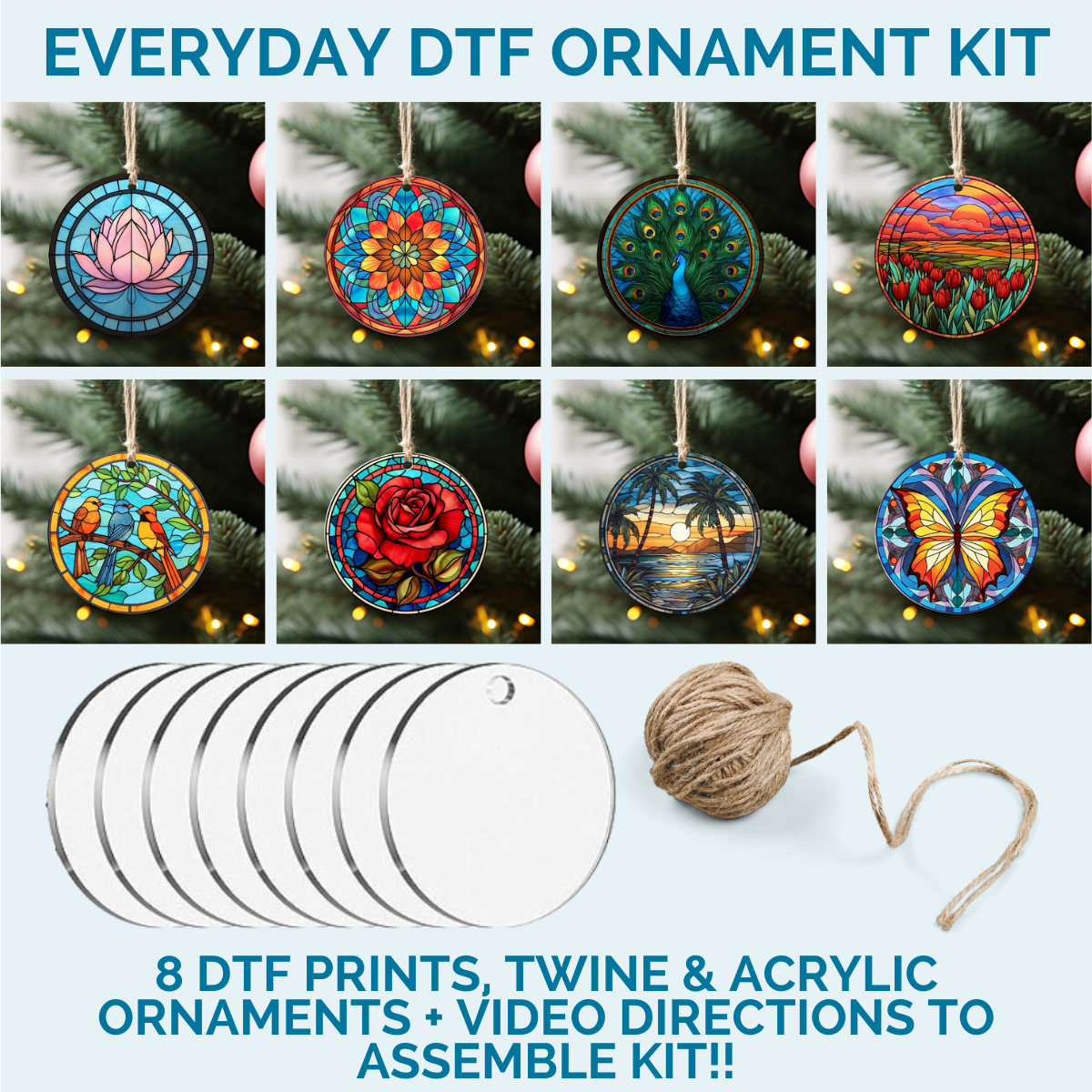 Stained Glass Seasonal Ornament DTF Kit | DIY Kits