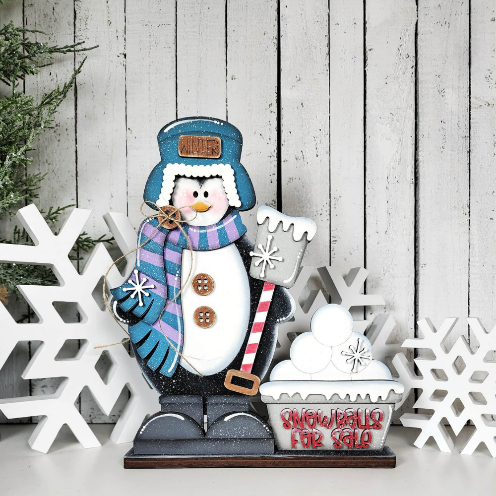 Winter Penguin Snowball Stand Shelf Sitter 35 | DIY Kits