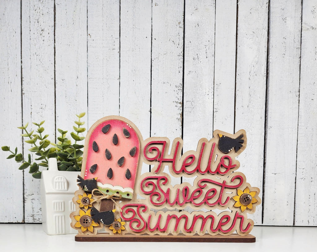 Hello Sweet Summer Watermelon Wood Sign | DIY Kits