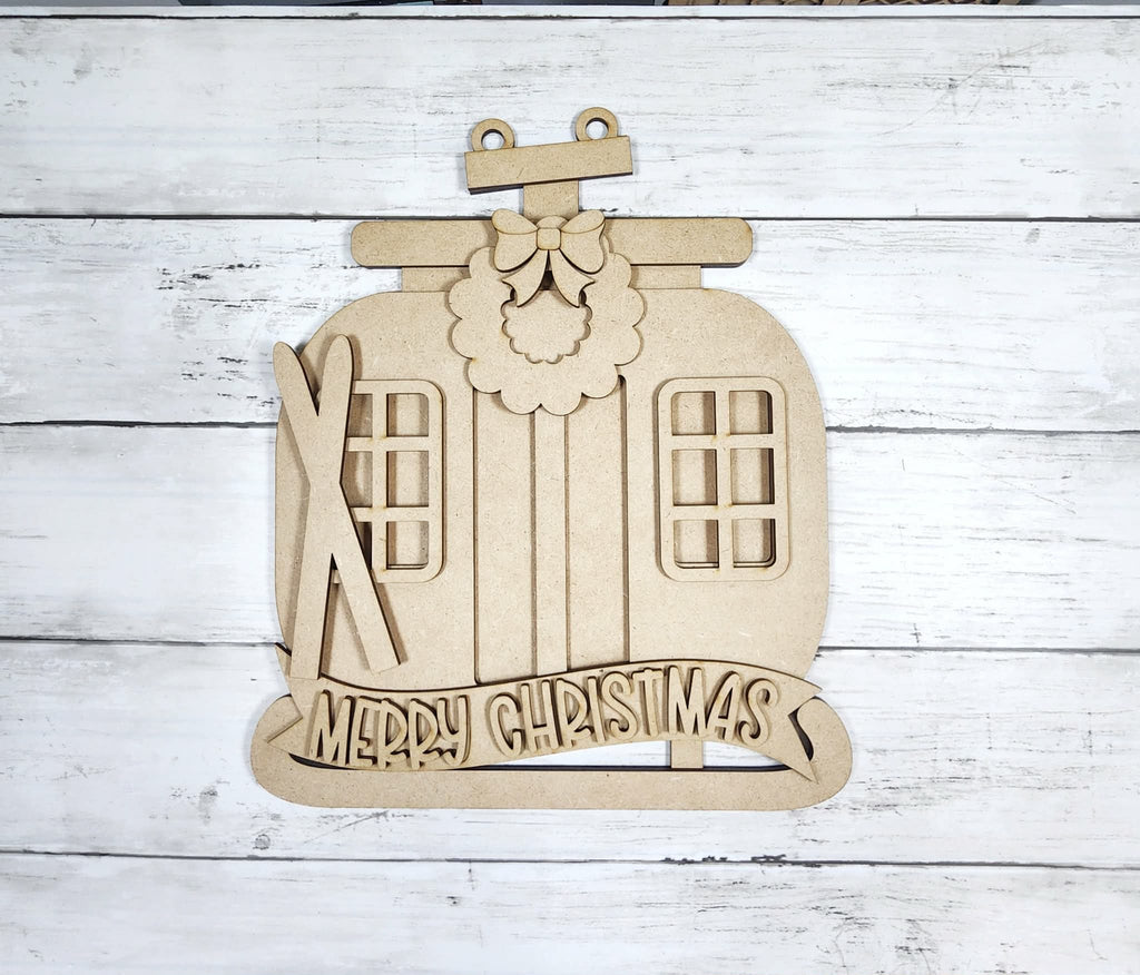 Merry Christmas Ski Camper Wood Craft Blank | DIY Kits