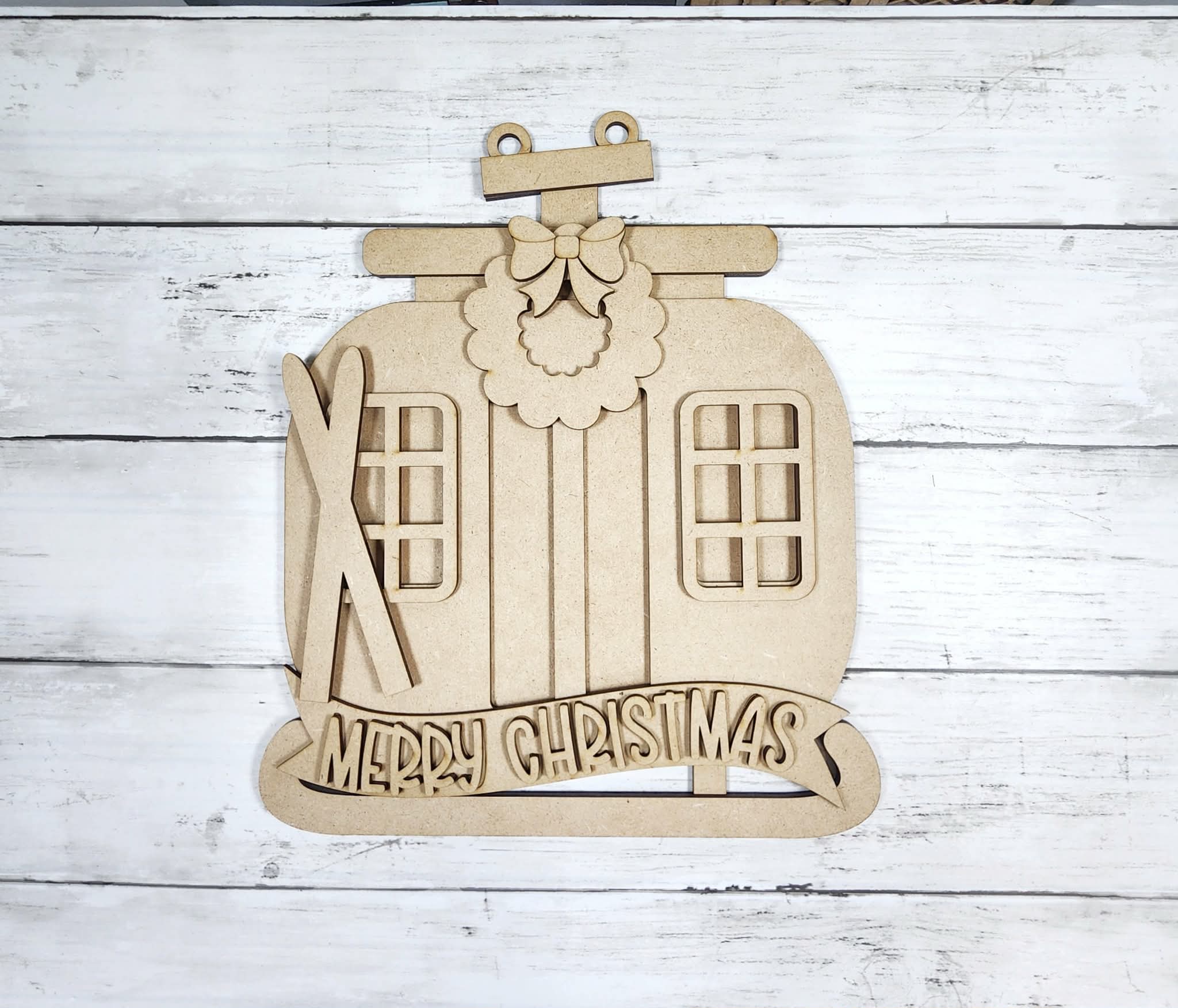 Merry Christmas Ski Camper Wood Craft Blank | DIY Kits