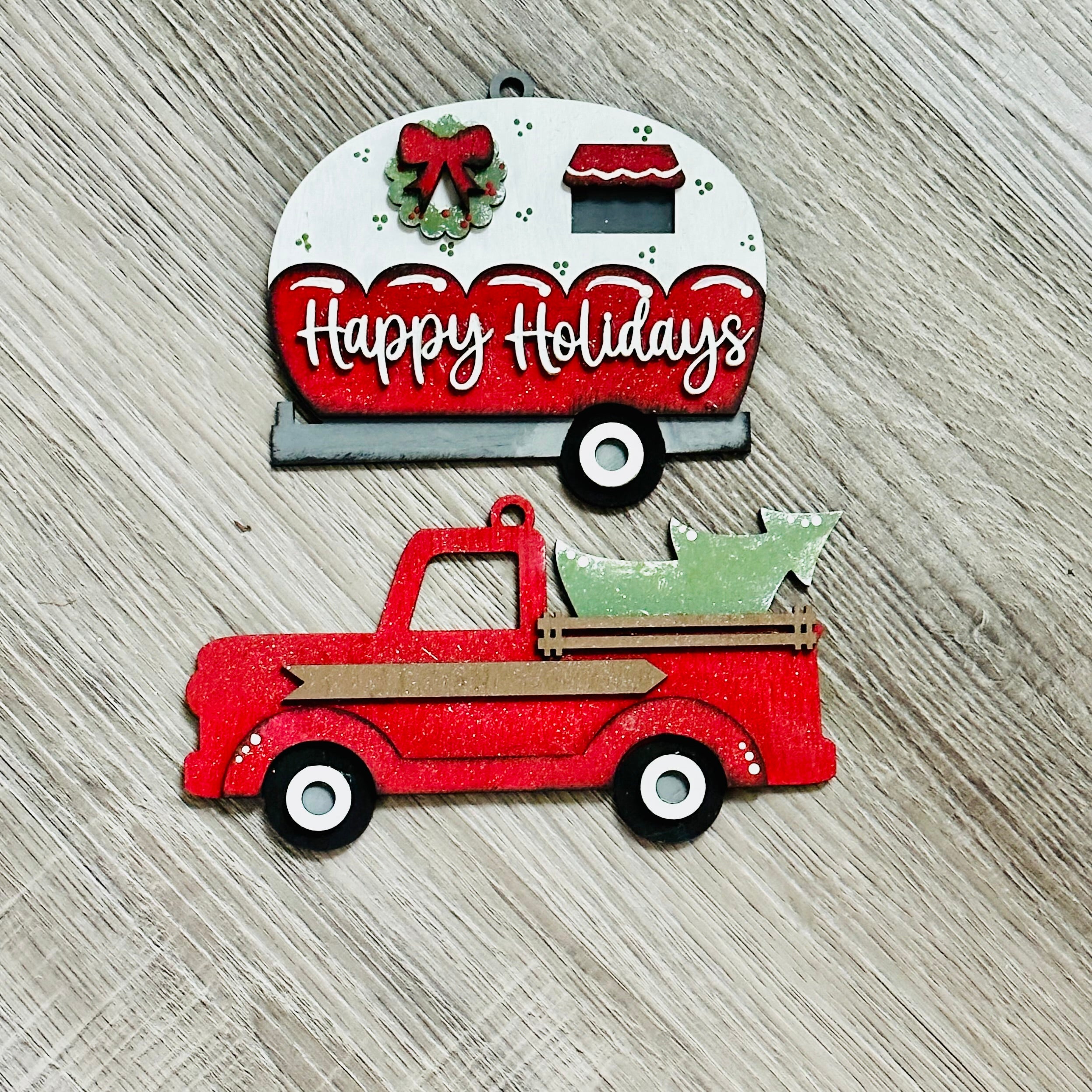 Truck and Camper Ornament | Wood Craft Blank