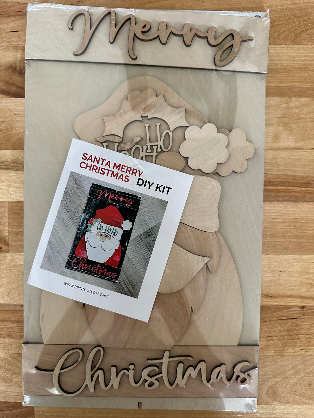 Santa Merry Christmas DIY Kit | Wood Craft Blank