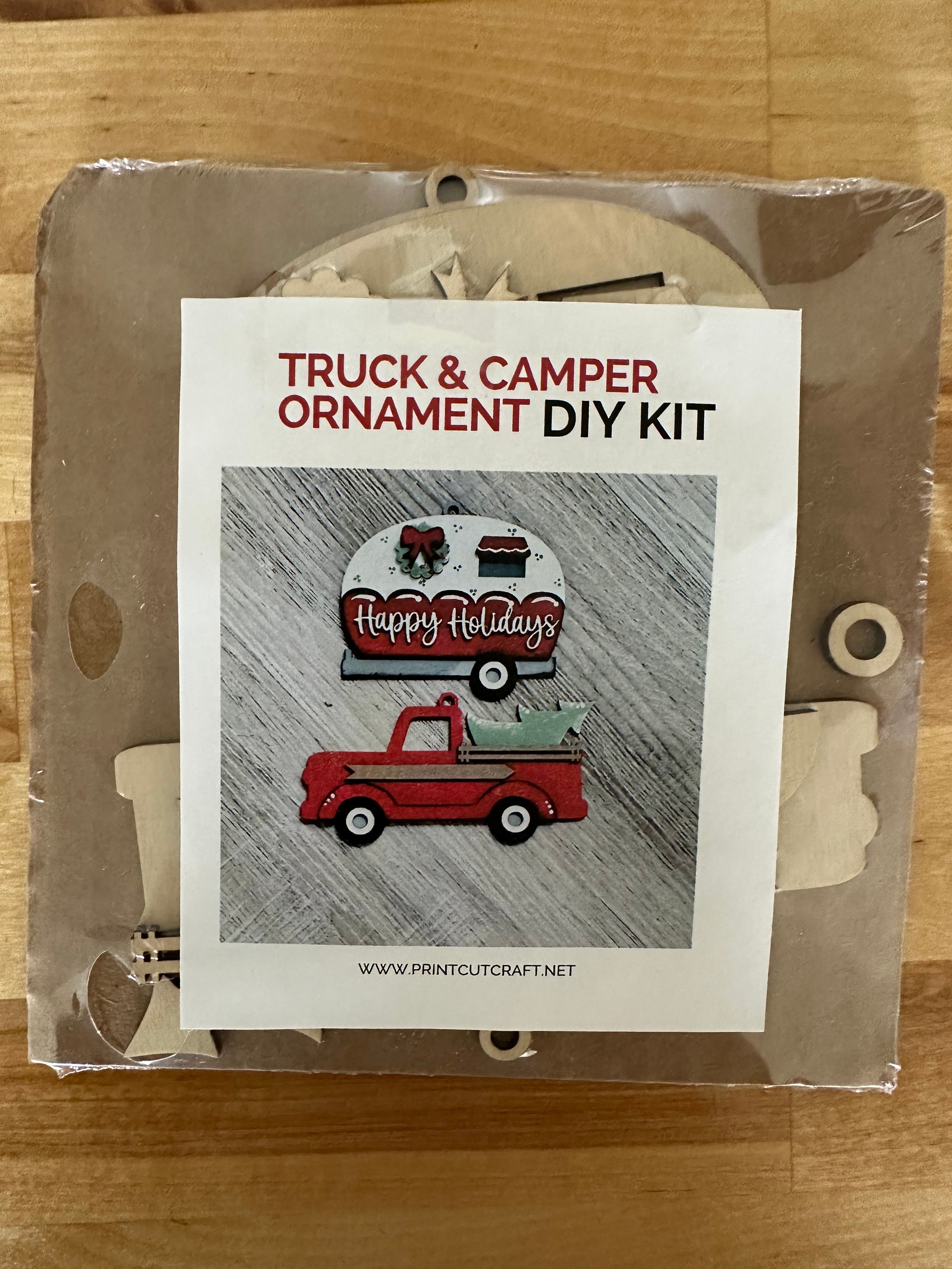 Truck and Camper Ornament | Wood Craft Blank