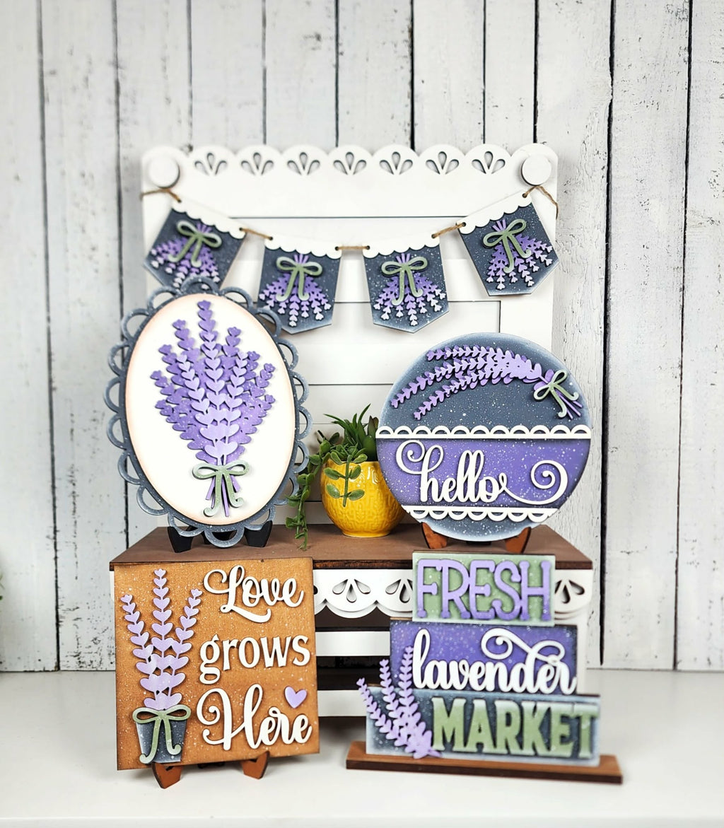 Lavender Tiered Tray Decor Bundle | DIY Kits