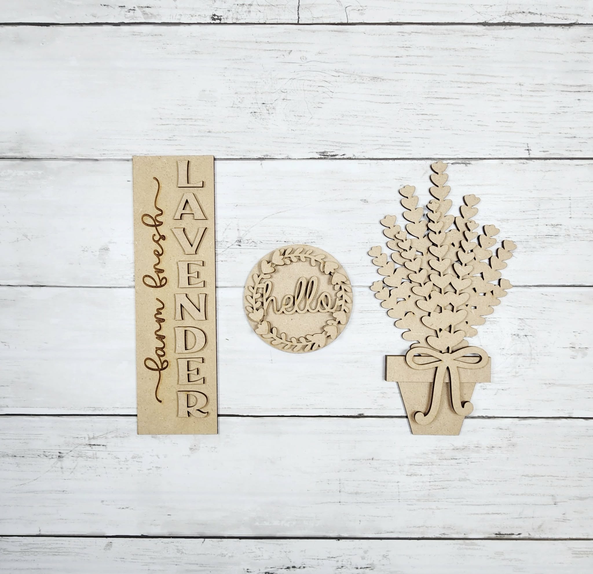 Lavender Mini Tiered Tray Decor Set – DIY Wood Craft Blank Bundle | DIY Kits