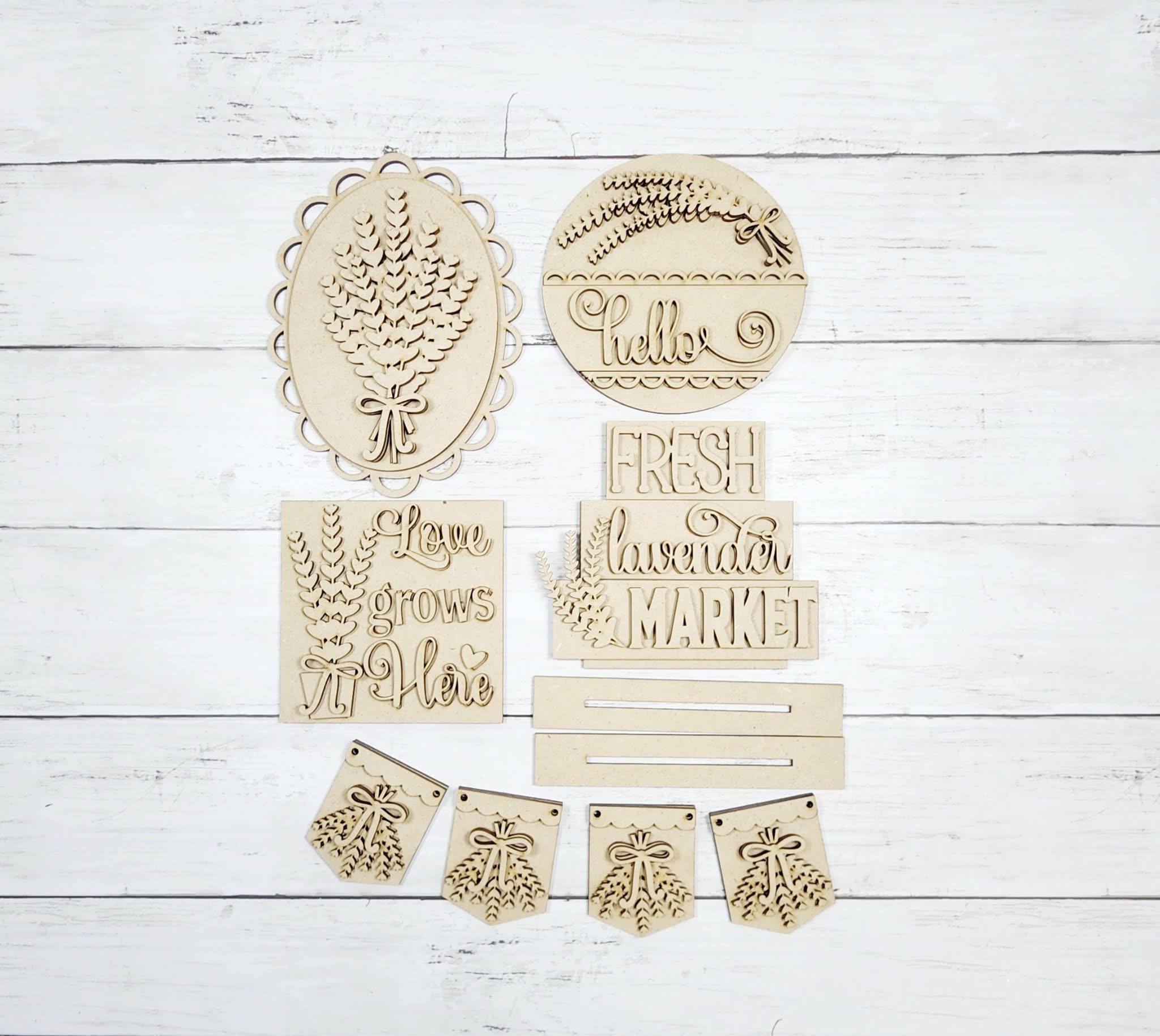 Lavender Tiered Tray Decor Bundle | DIY Kits