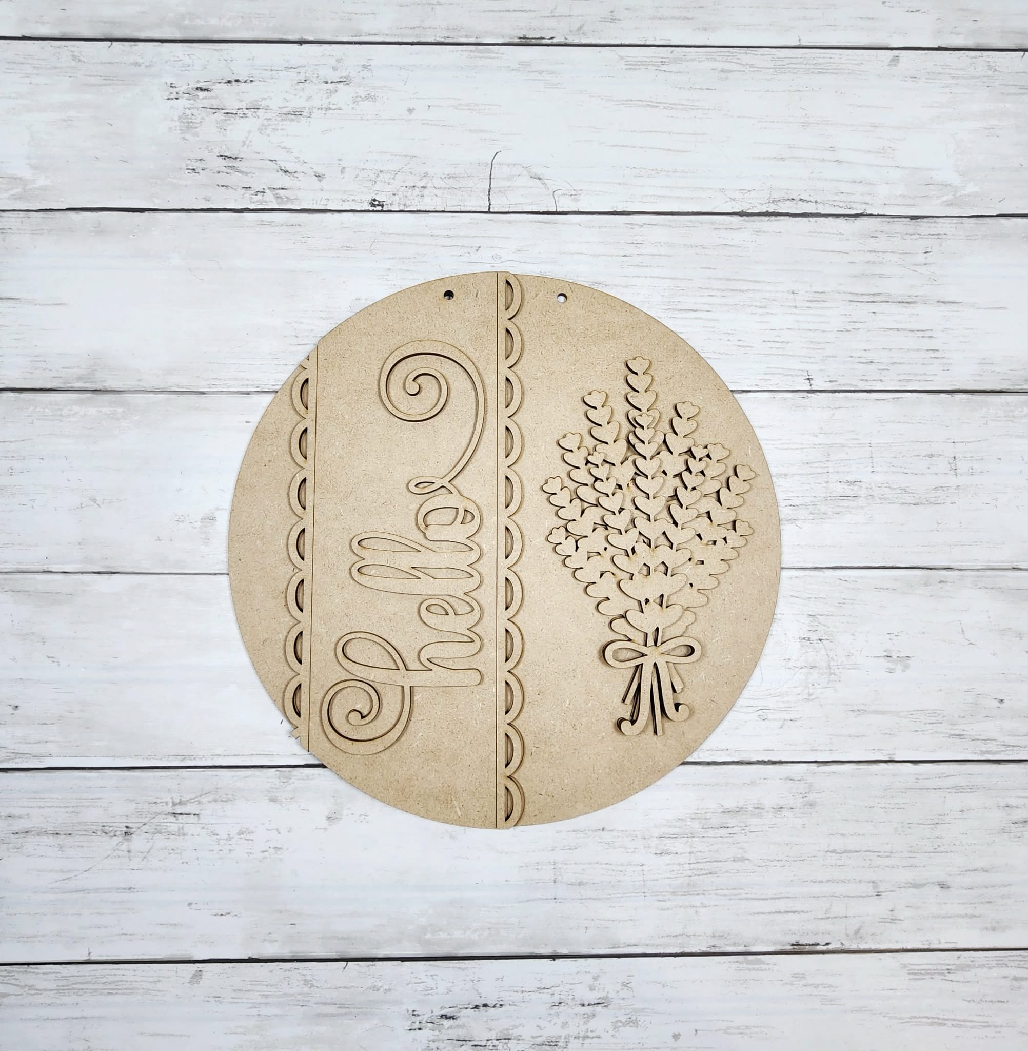Hello Lavender Door Hanger Wood Craft Blank | DIY Kits