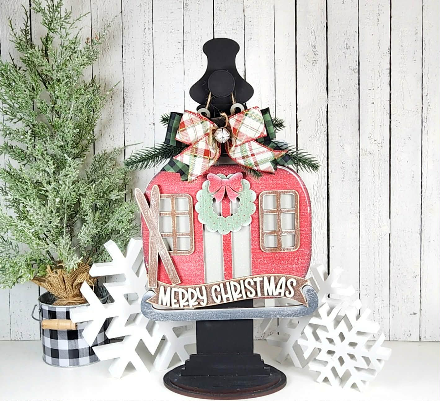 Merry Christmas Ski Camper Wood Craft Blank | DIY Kits