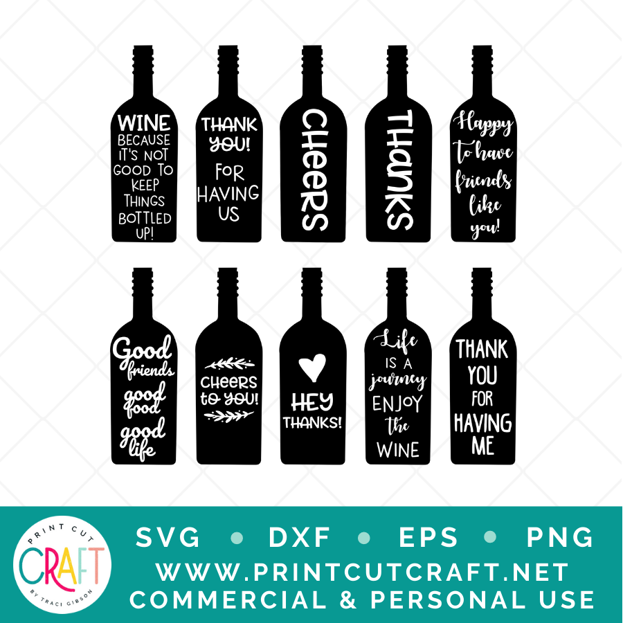 Wine Gift Bag Tags SVG PNG DXF EPS