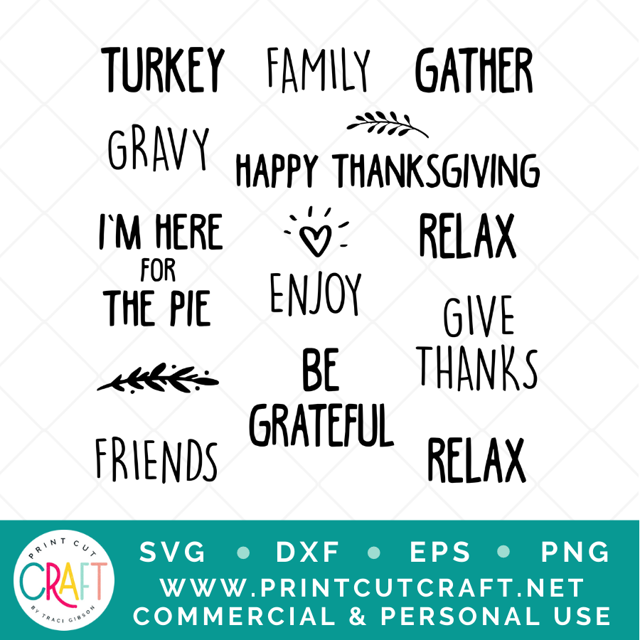 Thanksgiving Words SVG PNG DXF EPS