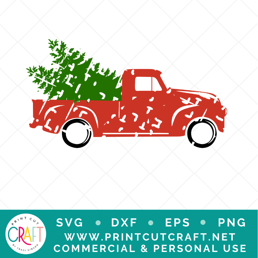 Vintage Truck With Tree SVG PNG DXF EPS