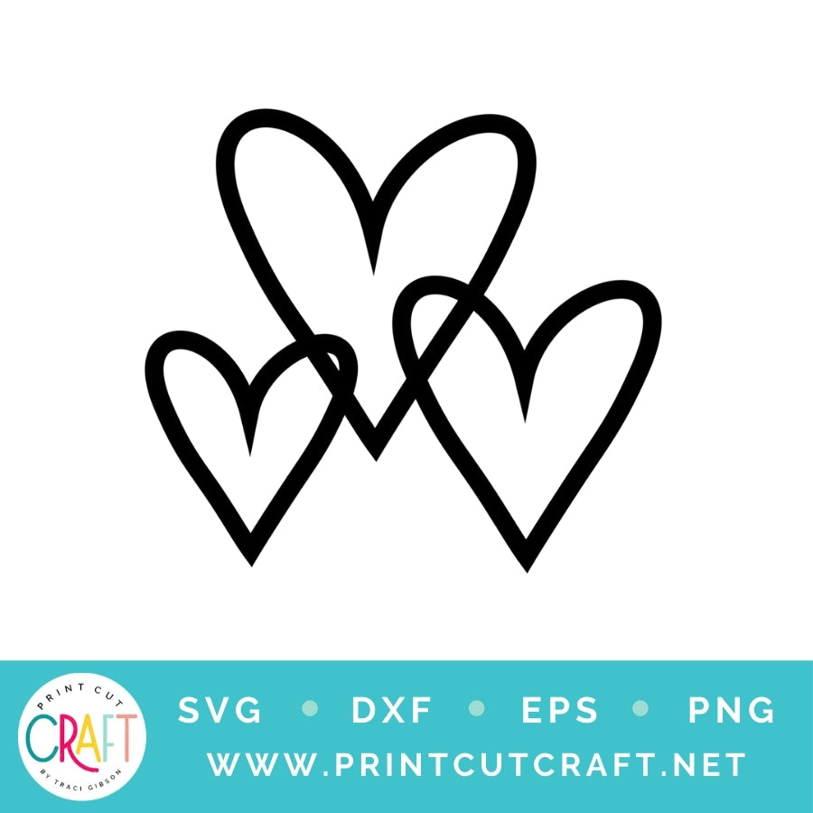 Heart Trio Background SVG PNG DXF EPS