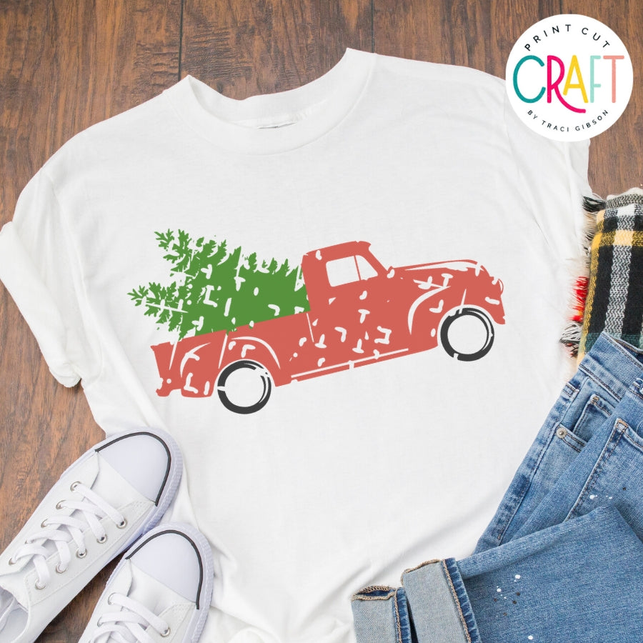 Vintage Truck With Tree SVG PNG DXF EPS