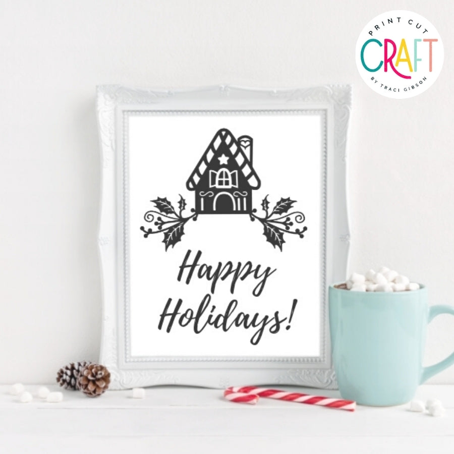 Christmas House With Leaves SVG PNG DXF EPS