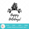 Christmas House With Leaves SVG PNG DXF EPS