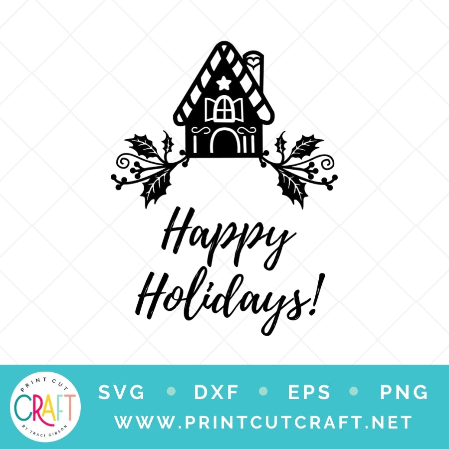 Christmas House With Leaves SVG PNG DXF EPS