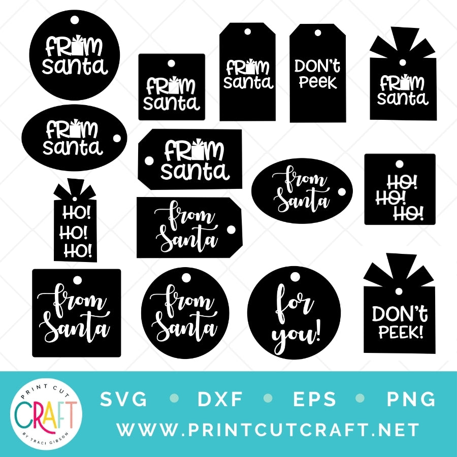 Christmas Holiday Gift Tags SVG PNG DXF EPS