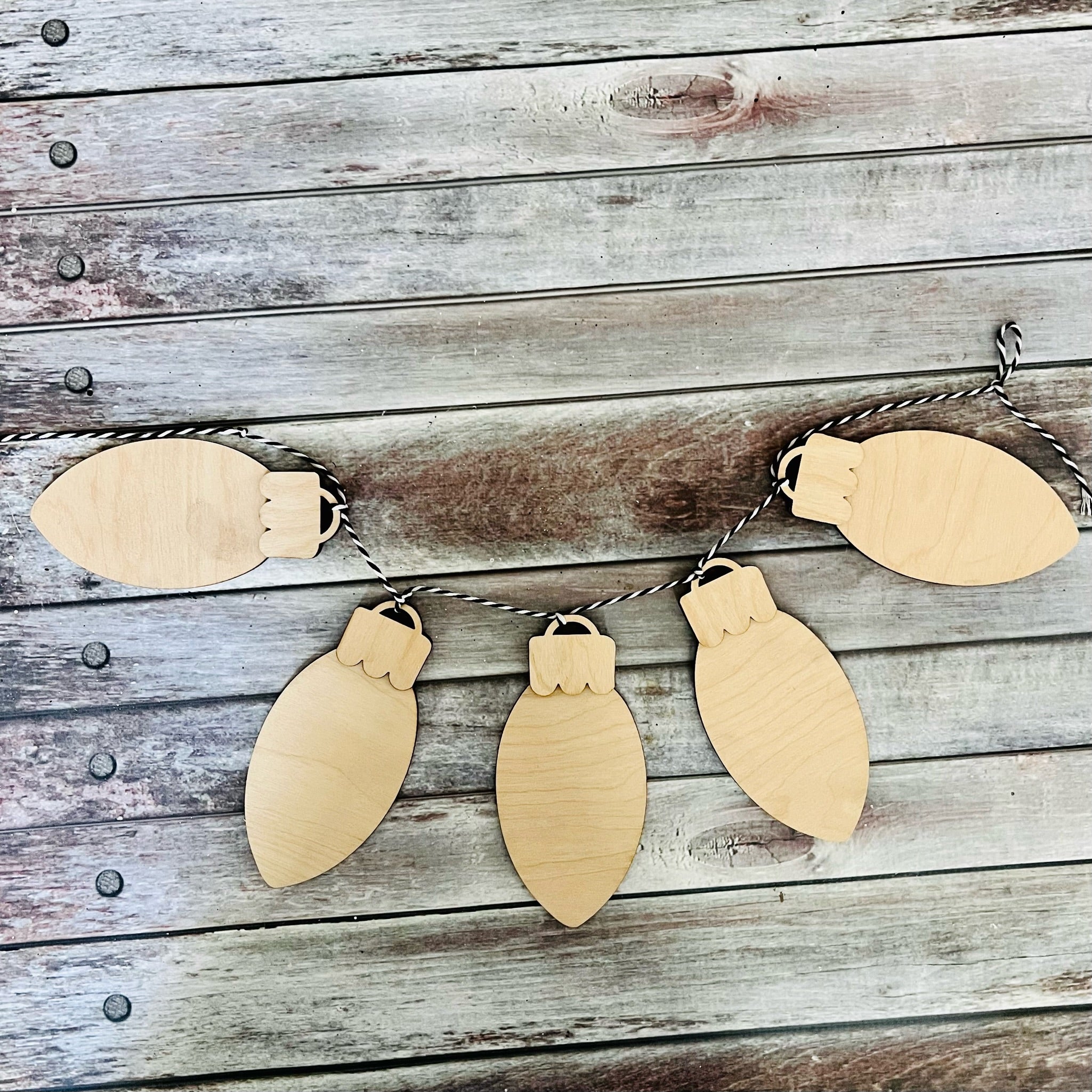 Mini Light Wood Cutout set of 9 with caps wood blank | DIY Kit