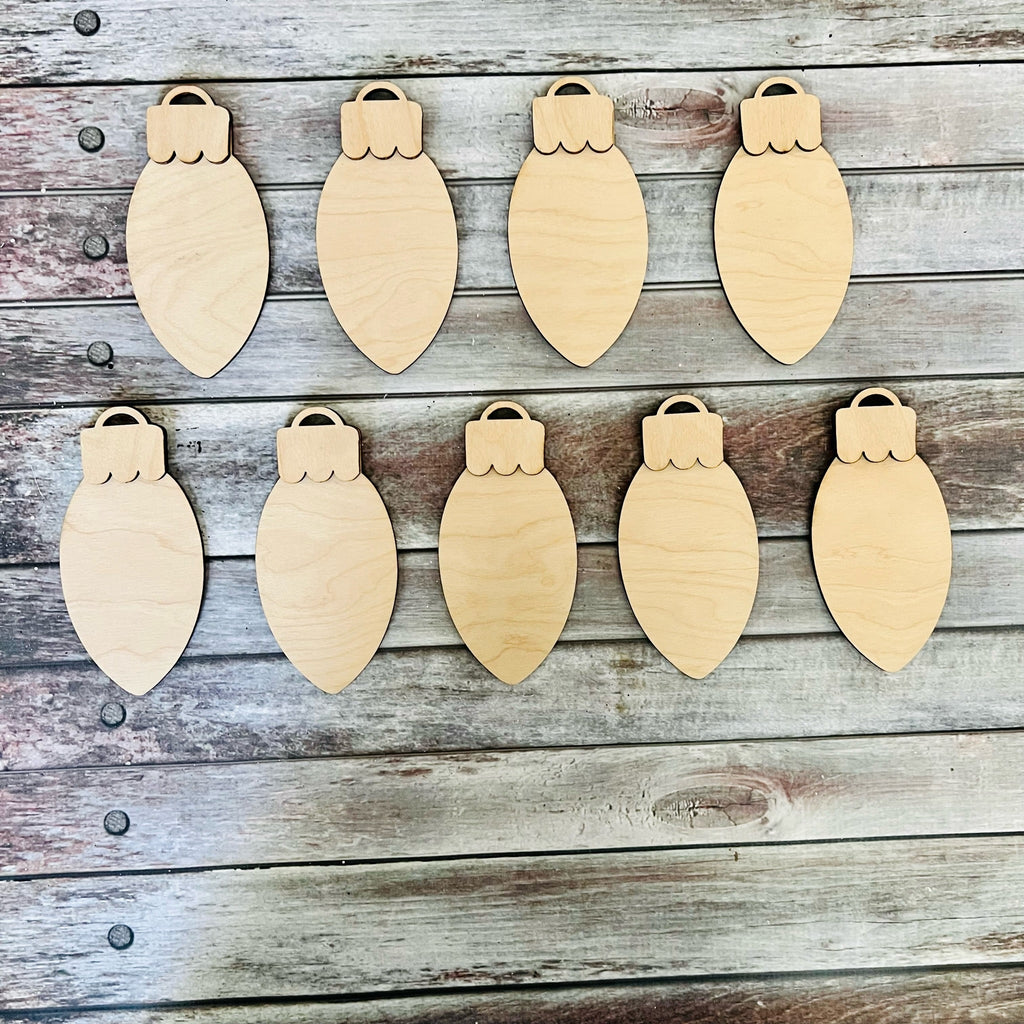 Mini Light Wood Cutout set of 9 with caps wood blank | DIY Kit