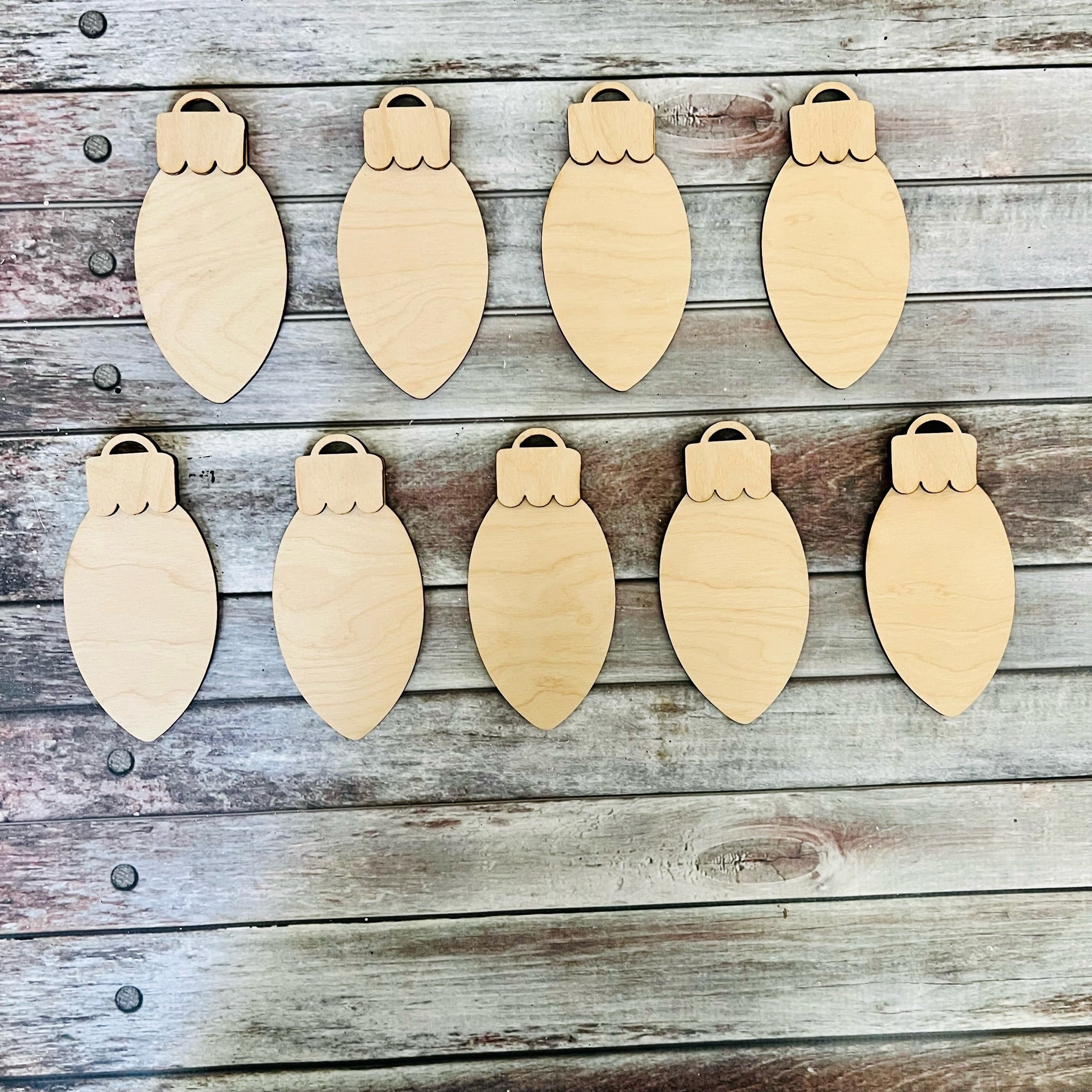 Mini Light Wood Cutout set of 9 with caps wood blank | DIY Kit