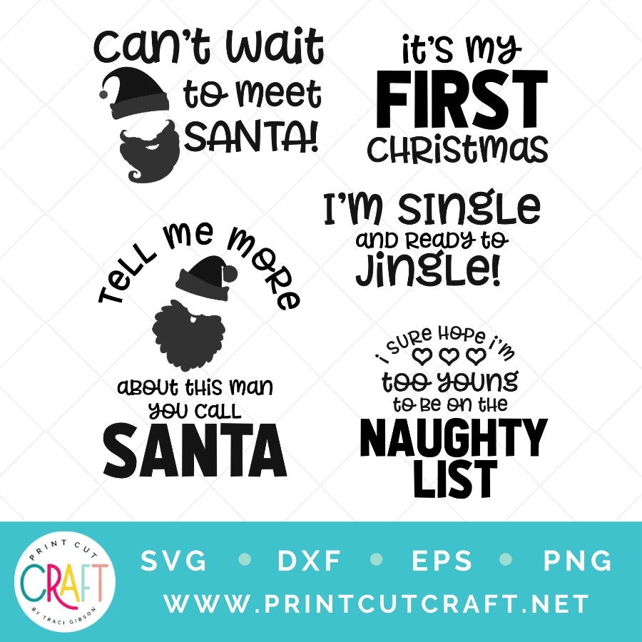 Santa Holiday Bundle SVG PNG DXF EPS