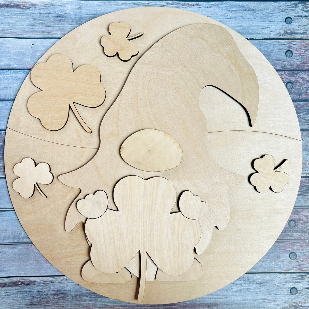 Leprechaun Gnome Round Sign | Wood Craft Blank