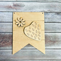 Wood banner with Strawberry cutout| Wood Craft Blank