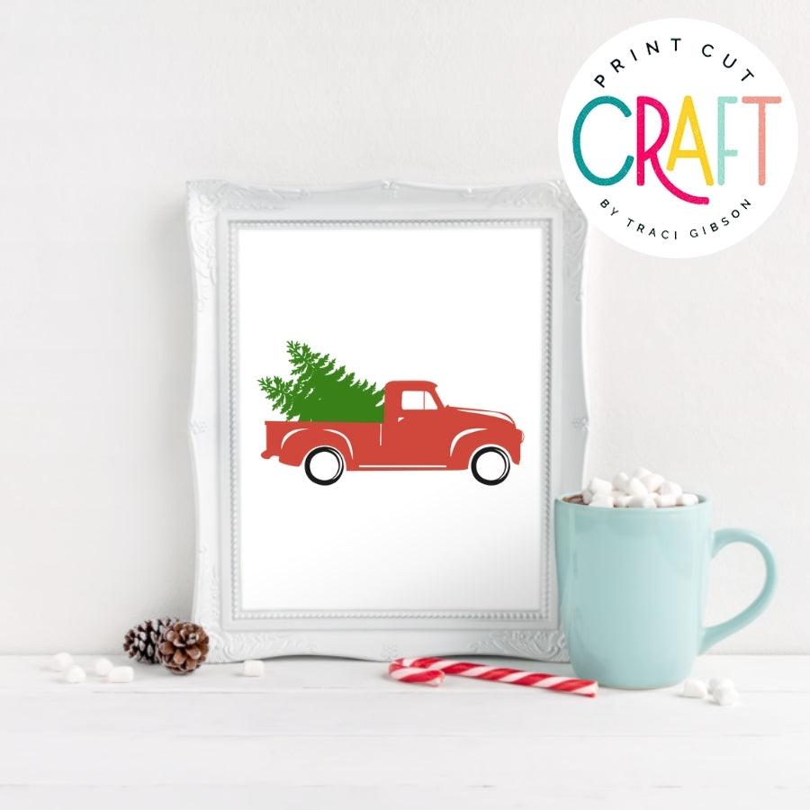 Vintage Truck With Tree SVG PNG DXF EPS