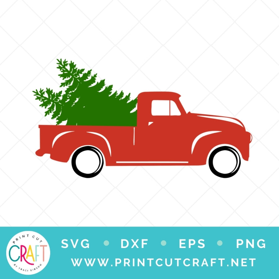 Vintage Truck With Tree SVG PNG DXF EPS