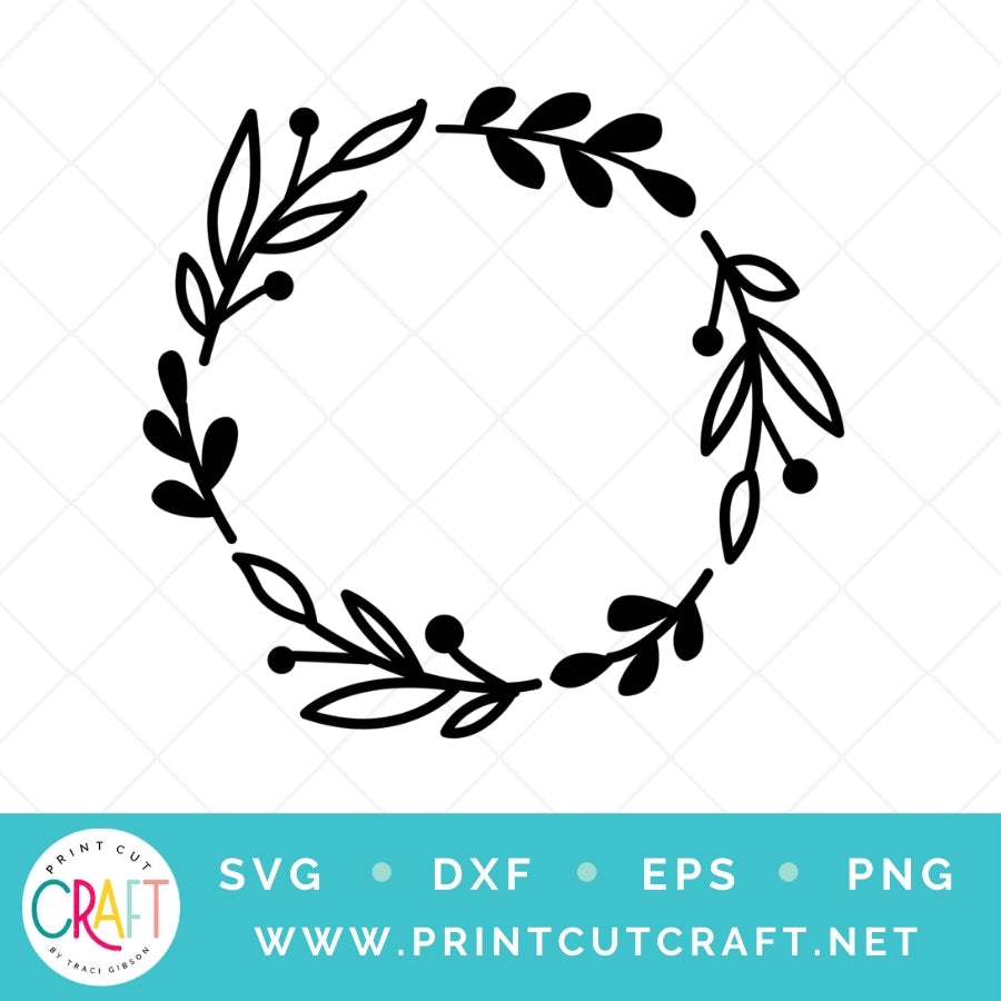 Wreath Leaves Berries SVG PNG DXF EPS